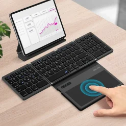 New Delton F92 Foldable Portable Wireless Keyboard with Touchpad, Black (DKBF92)