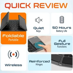 New Delton F75 Small Wireless Foldable Portable Keyboard and Touchpad, Black (DKBF75)