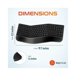 Sale Delton G20 Wireless Ergonomic Computer Keyboard and Optical Mouse Combo, Black (DKMKITERG20-WB)