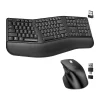 Hot Delton G18 Wireless Ergonomic Computer Keyboard and Optical Mouse Combo, Black (DKMKITERG18-WB)