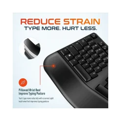 Hot Delton G18 Wireless Ergonomic Computer Keyboard and Optical Mouse Combo, Black (DKMKITERG18-WB)