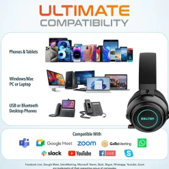 Hot Delton G520 Wireless Noise Canceling Bluetooth Stereo Business/Gaming Over-the-Ear Computer Headset, Black (DBHG520)