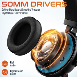 Hot Delton G520 Wireless Noise Canceling Bluetooth Stereo Business/Gaming Over-the-Ear Computer Headset, Black (DBHG520)