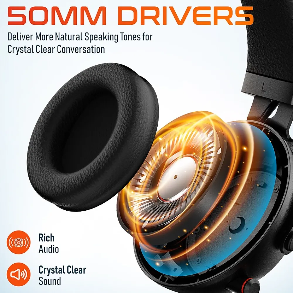 Hot Delton G520 Wireless Noise Canceling Bluetooth Stereo Business/Gaming Over-the-Ear Computer Headset, Black (DBHG520)