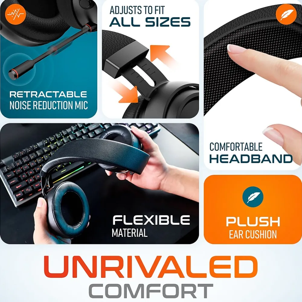 Hot Delton G520 Wireless Noise Canceling Bluetooth Stereo Business/Gaming Over-the-Ear Computer Headset, Black (DBHG520)