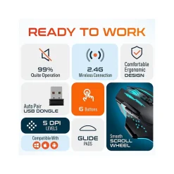 Online Delton G37 Wireless Optical Gaming Mouse, Black (DMGAM37ERG)