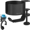 Best Delton H22 Under Desk Cup Holder and Desk Hook for Headphones, Black (DHSCH22)