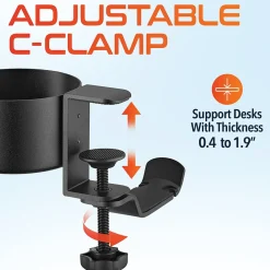 Best Delton H22 Under Desk Cup Holder and Desk Hook for Headphones, Black (DHSCH22)