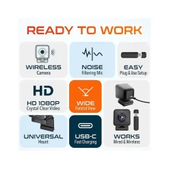 Outlet Delton HD 1080p Wireless Webcam, 2.1 Megapixels, Black (DCWC50)