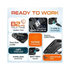 Clearance Delton K130 Wireless Noise Canceling Bluetooth Computer Earbud Headset, MS Teams, Black (DBHK130)