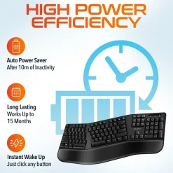 Best Delton KB200 & S12 Wireless Ergonomic Keyboard and Optical Mouse Combo, Black (DKMKITERG12-WB)