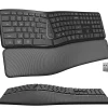 Clearance Delton KB250 Ergonomic Wireless Curved Keyboard with Cushioned Wrist Rest, Black (DKBE250-WR)