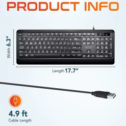 Hot Delton KB20 Large Button/Key Keyboard with Backlight, Black (DBKBG20)