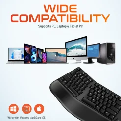 New Delton KB200 Wireless Ergonomic Keyboard, Black (DKBERG24G8-WB)