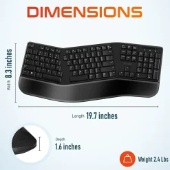 New Delton KB200 Wireless Ergonomic Keyboard, Black (DKBERG24G8-WB)