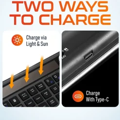 Online Delton KB90 Wireless Rechargeable Solar (Light) Powered Keyboard, Black (DKBSLR90)