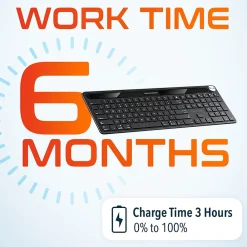 Online Delton KB90 Wireless Rechargeable Solar (Light) Powered Keyboard, Black (DKBSLR90)