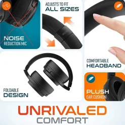 Hot Delton M101 Wireless Active Noise Canceling Bluetooth Stereo Business/Gaming Over-the-Ear Computer Headset, Black (DBHM101D)