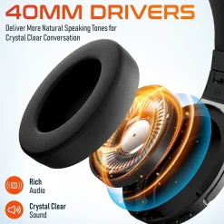 Hot Delton M101 Wireless Active Noise Canceling Bluetooth Stereo Business/Gaming Over-the-Ear Computer Headset, Black (DBHM101D)