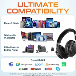 Discount Delton M201 Wireless Active Noise Cancelling Bluetooth Stereo Business Computer Headset, Black (DBHM201D)