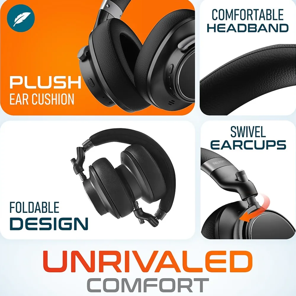 Discount Delton M201 Wireless Active Noise Cancelling Bluetooth Stereo Business Computer Headset, Black (DBHM201D)