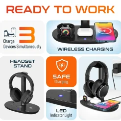 Sale Delton M101 Wireless Noise Canceling Bluetooth Stereo Computer Headset and Stand, Black (DHSWC1101XD)