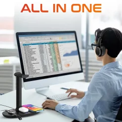 Sale Delton M101 Wireless Noise Canceling Bluetooth Stereo Computer Headset and Stand, Black (DHSWC1101XD)