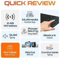 Delton N60 Bluetooth Keyboard with Touchpad, Small Portable Wireless Computer Keyboard, Black (DKMIN60-WB)