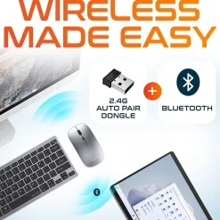 Sale Delton N35 Portable/Travel/Small Wireless Keyboard and Mouse Combo, Silver (DKMKITMIN35-WB)