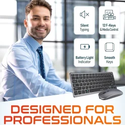 Sale Delton N35 Portable/Travel/Small Wireless Keyboard and Mouse Combo, Silver (DKMKITMIN35-WB)