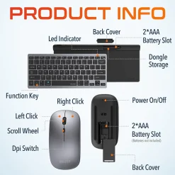 Sale Delton N35 Portable/Travel/Small Wireless Keyboard and Mouse Combo, Silver (DKMKITMIN35-WB)