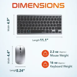 Sale Delton N35 Portable/Travel/Small Wireless Keyboard and Mouse Combo, Silver (DKMKITMIN35-WB)