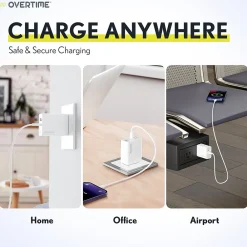 Overtime Charger USB-A/USB-C Wall Charger for Multiple Brands, White (DH2USB2A)<Delton Sale