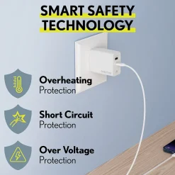 Overtime Charger USB-A/USB-C Wall Charger for Multiple Brands, White (DH2USB2A)<Delton Sale