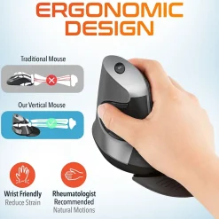 Outlet Delton S22 Vertical Wireless Optical 2.4 GHz Mouse, Black (DMERGS22-WB)