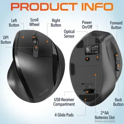 Clearance Delton S30 Wireless Optical 2.4 GHz Mouse, Black (DMERGS30-WB)