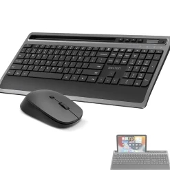 Delton T42 Wireless Keyboard with Tablet Holder and M42 Optical Mouse Combo, Black (DKBMT42-WB)