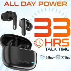 Online Delton T70 Wireless Noise Canceling Bluetooth Computer Earbuds, Black (DBHT70)