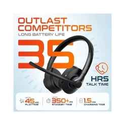 Sale Delton 60X Stereo Noise Canceling Bluetooth Computer Headset - Compatible with MS Teams, Black (DBTHEAD60XBTDL)