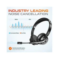 Hot Delton 30X Wireless Noise Canceling Bluetooth Stereo Headset with Auto-Pair USB Dongle and Headset Hook (DBTHEAD30XBTDLHSAS1)