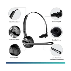 New Delton 10X Wireless Noise-Canceling Bluetooth Over-the-Head Mono Computer Headset, Black (DBTHEAD10XBTDL)