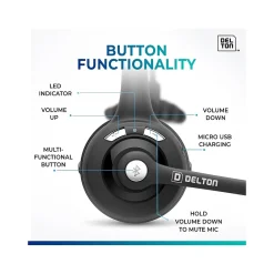 New Delton 10X Wireless Noise-Canceling Bluetooth Over-the-Head Mono Computer Headset, Black (DBTHEAD10XBTDL)
