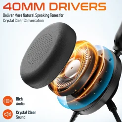 New Delton 30Y MS Teams Noise-Canceling On-Ear Mono Computer Headset, USB Type-A & Type-C, Black (DWH30Y)