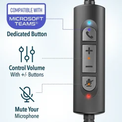 Discount Delton 32Y MS Teams Noise-Canceling On-Ear Computer Headset, USB Type-A & Type C, Black (DWH32Y)