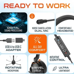 Discount Delton 32Y MS Teams Noise-Canceling On-Ear Computer Headset, USB Type-A & Type C, Black (DWH32Y)