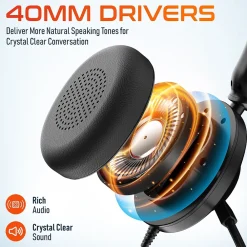 Discount Delton 32Y MS Teams Noise-Canceling On-Ear Computer Headset, USB Type-A & Type C, Black (DWH32Y)