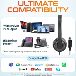 Hot Delton 12Y Stereo On-Ear Computer Headset, USB Type-A (DWH12Y)