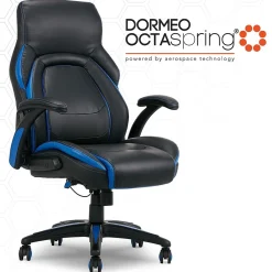 Office Chairs*Dormeo Ergonomic Faux Leather Swivel Manager's Chair, Blue (60030-BLU) Navy Blue