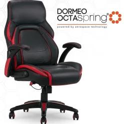 Ergonomic Chairs*Dormeo Vantage Ergonomic Bonded Leather Swivel Manager Chair, (60030-RED) Black/Red