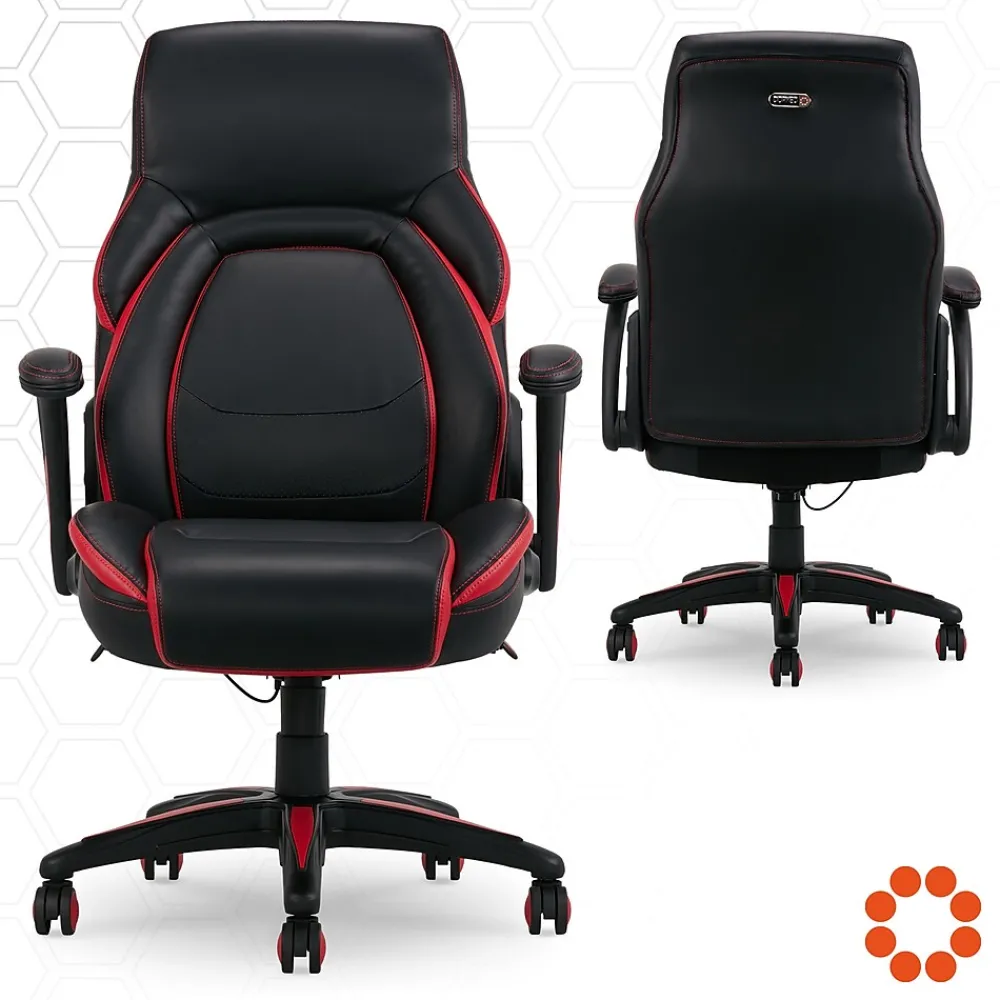 Ergonomic Chairs*Dormeo Vantage Ergonomic Bonded Leather Swivel Manager Chair, (60030-RED) Black/Red